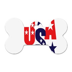 Usa Stars Fourth Of July Symbol America Usa Stars Dog Tag Bone (two Sides) by Wegoenart