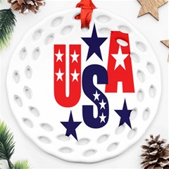 Usa Stars Fourth Of July Symbol America Usa Stars Round Filigree Ornament (two Sides)