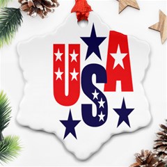 Usa Stars Fourth Of July Symbol America Usa Stars Snowflake Ornament (two Sides) by Wegoenart