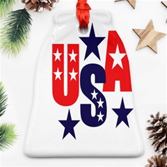 Usa Stars Fourth Of July Symbol America Usa Stars Bell Ornament (two Sides)