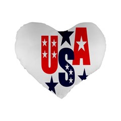 Usa Stars Fourth Of July Symbol America Usa Stars Standard 16  Premium Heart Shape Cushions by Wegoenart