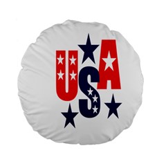 Usa Stars Fourth Of July Symbol America Usa Stars Standard 15  Premium Flano Round Cushions by Wegoenart