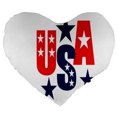 Usa Stars Fourth Of July Symbol America Usa Stars Large 19  Premium Flano Heart Shape Cushions by Wegoenart