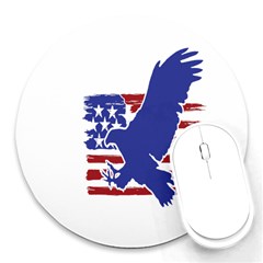 Usa Flag Eagle Symbol American Bald Eagle Country Round Mousepad by Wegoenart