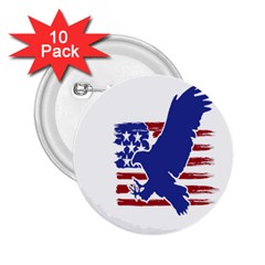 Usa Flag Eagle Symbol American Bald Eagle Country 2 25  Buttons (10 Pack)  by Wegoenart