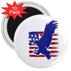 Usa Flag Eagle Symbol American Bald Eagle Country 3  Magnets (10 Pack)  by Wegoenart