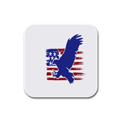 Usa Flag Eagle Symbol American Bald Eagle Country Rubber Square Coaster (4 Pack) by Wegoenart