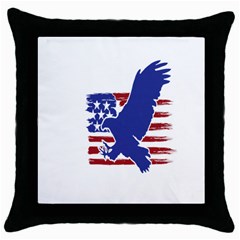 Usa Flag Eagle Symbol American Bald Eagle Country Throw Pillow Case (black) by Wegoenart