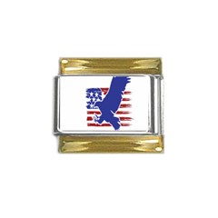 Usa Flag Eagle Symbol American Bald Eagle Country Gold Trim Italian Charm (9mm) by Wegoenart