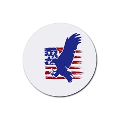 Usa Flag Eagle Symbol American Bald Eagle Country Rubber Coaster (round) by Wegoenart