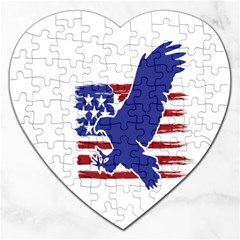 Usa Flag Eagle Symbol American Bald Eagle Country Jigsaw Puzzle (heart) by Wegoenart