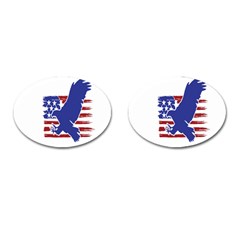 Usa Flag Eagle Symbol American Bald Eagle Country Cufflinks (oval) by Wegoenart