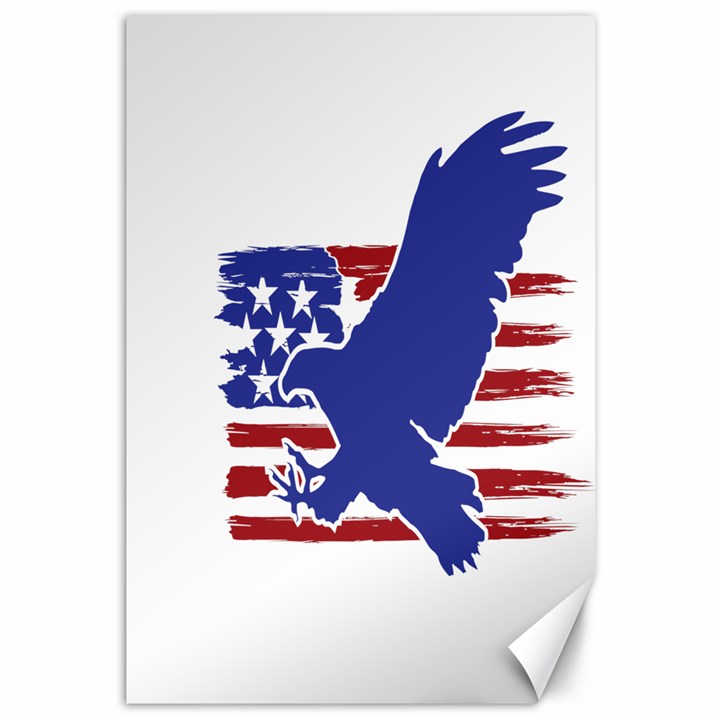 Usa Flag Eagle Symbol American Bald Eagle Country Canvas 12  x 18 