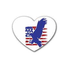 Usa Flag Eagle Symbol American Bald Eagle Country Rubber Heart Coaster (4 Pack) by Wegoenart