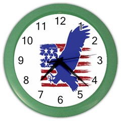 Usa Flag Eagle Symbol American Bald Eagle Country Color Wall Clock by Wegoenart