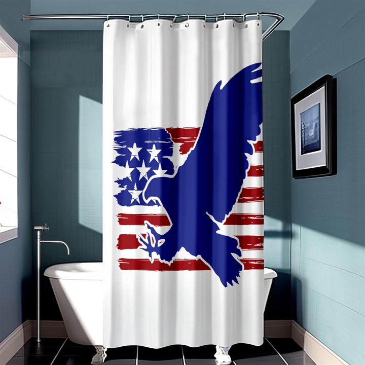 Usa Flag Eagle Symbol American Bald Eagle Country Shower Curtain 36  x 72  (Stall) 