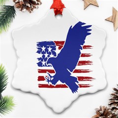 Usa Flag Eagle Symbol American Bald Eagle Country Snowflake Ornament (two Sides)