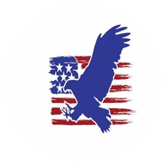 Usa Flag Eagle Symbol American Bald Eagle Country Wooden Puzzle Round by Wegoenart