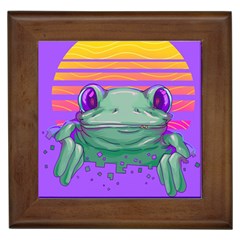 Frog Animal Sun Amphibian Figure Digital Art Framed Tile by Wegoenart