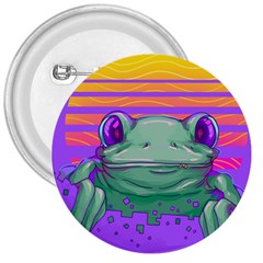 Frog Animal Sun Amphibian Figure Digital Art 3  Buttons by Wegoenart