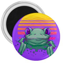 Frog Animal Sun Amphibian Figure Digital Art 3  Magnets by Wegoenart