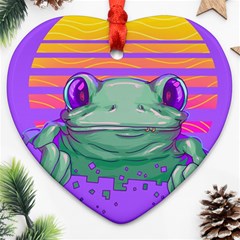 Frog Animal Sun Amphibian Figure Digital Art Ornament (heart)