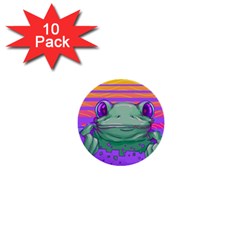 Frog Animal Sun Amphibian Figure Digital Art 1  Mini Buttons (10 Pack)  by Wegoenart