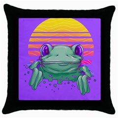 Frog Animal Sun Amphibian Figure Digital Art Throw Pillow Case (black) by Wegoenart