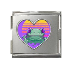 Frog Animal Sun Amphibian Figure Digital Art Mega Link Heart Italian Charm (18mm) by Wegoenart