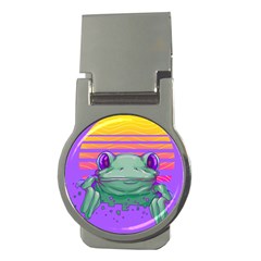 Frog Animal Sun Amphibian Figure Digital Art Money Clips (round)  by Wegoenart