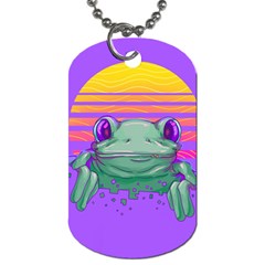 Frog Animal Sun Amphibian Figure Digital Art Dog Tag (one Side) by Wegoenart