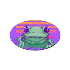 Frog Animal Sun Amphibian Figure Digital Art Sticker Oval (100 Pack) by Wegoenart