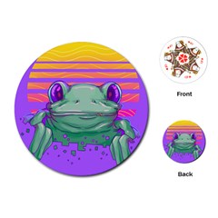 Frog Animal Sun Amphibian Figure Digital Art Playing Cards Single Design (round)