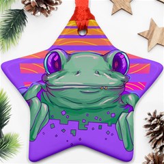 Frog Animal Sun Amphibian Figure Digital Art Star Ornament (two Sides)