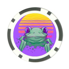 Frog Animal Sun Amphibian Figure Digital Art Poker Chip Card Guard by Wegoenart