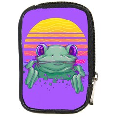 Frog Animal Sun Amphibian Figure Digital Art Compact Camera Leather Case by Wegoenart