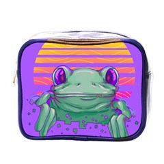 Frog Animal Sun Amphibian Figure Digital Art Mini Toiletries Bag (one Side) by Wegoenart