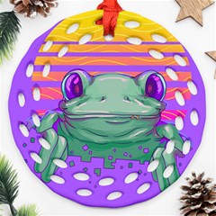 Frog Animal Sun Amphibian Figure Digital Art Ornament (round Filigree)