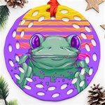 Frog Animal Sun Amphibian Figure Digital Art Ornament (Round Filigree) Front