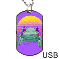 Frog Animal Sun Amphibian Figure Digital Art Dog Tag Usb Flash (one Side) by Wegoenart