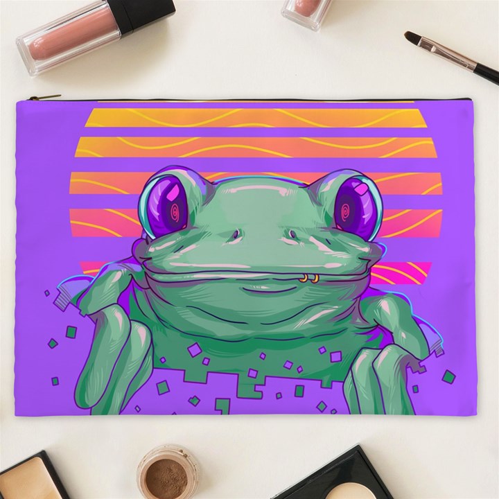 Frog Animal Sun Amphibian Figure Digital Art Cosmetic Bag (XXL)