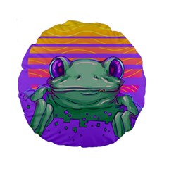 Frog Animal Sun Amphibian Figure Digital Art Standard 15  Premium Round Cushions by Wegoenart