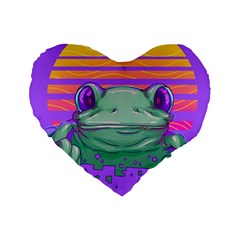 Frog Animal Sun Amphibian Figure Digital Art Standard 16  Premium Heart Shape Cushions by Wegoenart