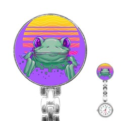 Frog Animal Sun Amphibian Figure Digital Art Stainless Steel Nurses Watch by Wegoenart