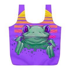 Frog Animal Sun Amphibian Figure Digital Art Full Print Recycle Bag (l) by Wegoenart