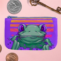 Frog Animal Sun Amphibian Figure Digital Art Large Coin Purse by Wegoenart