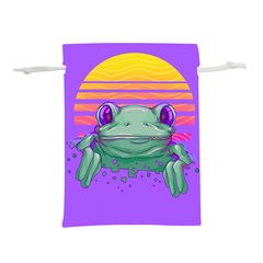 Frog Animal Sun Amphibian Figure Digital Art Lightweight Drawstring Pouch (l) by Wegoenart