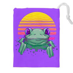 Frog Animal Sun Amphibian Figure Digital Art Drawstring Pouch (4xl) by Wegoenart