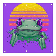 Frog Animal Sun Amphibian Figure Digital Art Banner And Sign 3  X 3  by Wegoenart