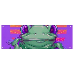 Frog Animal Sun Amphibian Figure Digital Art Banner And Sign 9  X 3  by Wegoenart